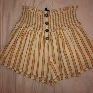yellow and creme striped flowy shorts